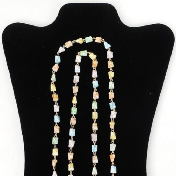 Beaded Chain Necklace Multicolor 45 inch Retro Fashion Vtg 1960s Unbranded - Picture 3 of 5